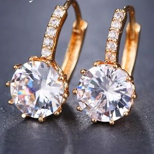 GOLD TONE AAA CZ Element Stud Earrings